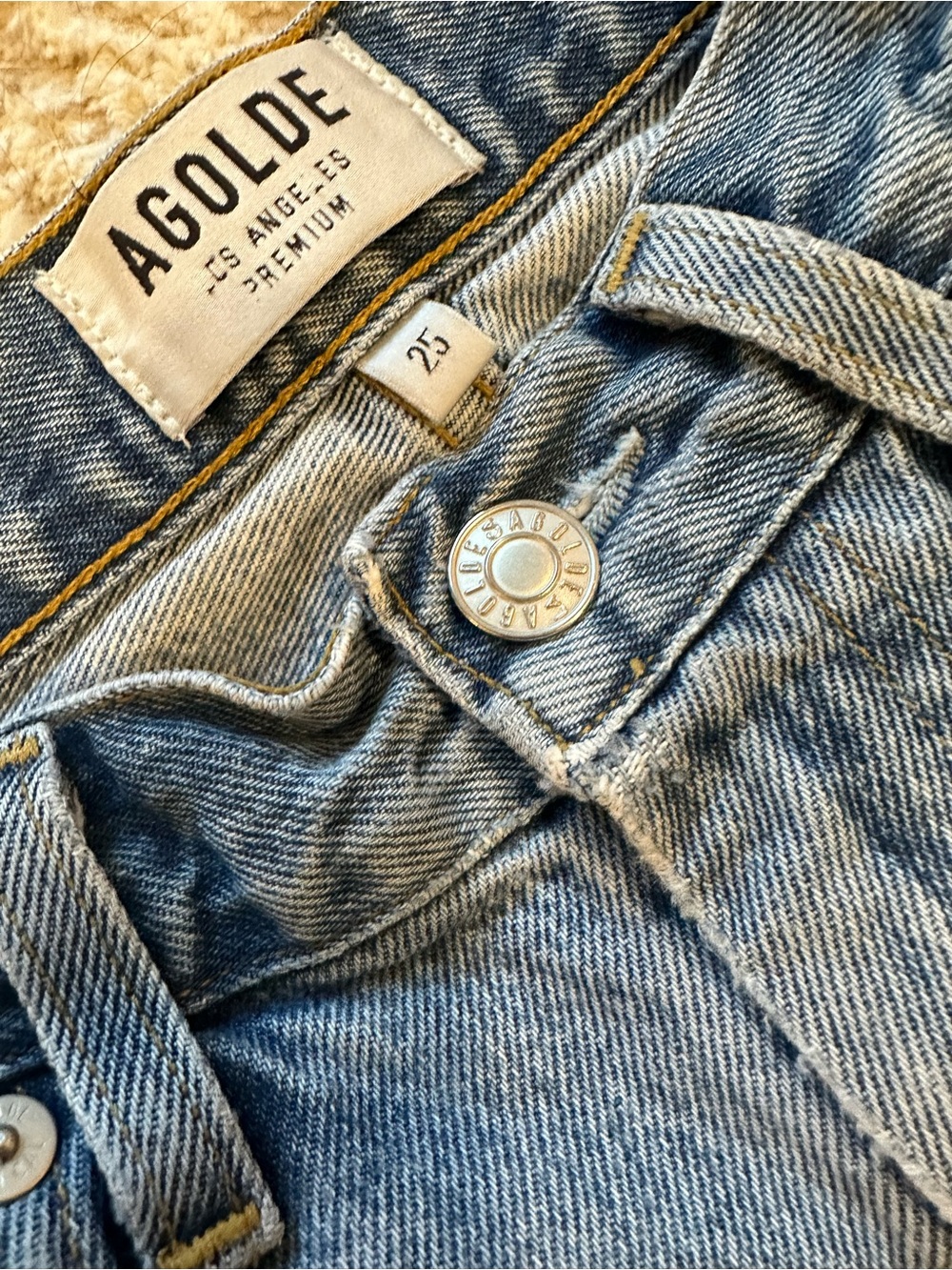 AGOLDE 90’s Pinch Waist Straight Jeans Size 25 High Rise Light Wash 100% Cotton - Picture 3 of 5